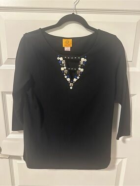 2pc. Ruby Rd. Black Long Sleeve Top with matching capris